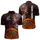 Maxcorners Dripping Skull Flaming Dartboard Men's Red Darts Shirt - Custom Name For Players MT2306