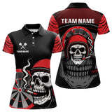 Maxcorners Smoking Skull Red Dartboard Men's Darts Shirt - Custom Name For Darts Jersey MT2306