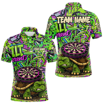 Maxcorners Personalized Funny Dart Shirt Dartboard Turtle Polo Quarter Zip Shirt Custom Team Shirt For Men