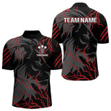 Maxcorners Men's Custom Darts Team Shirts With Crimson Lightning And Stealth Lion