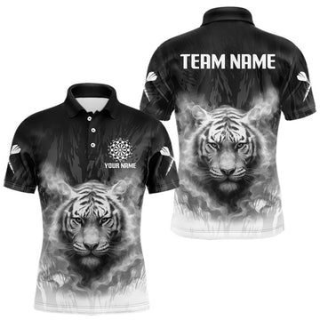 Maxcorners Men's Custom Darts Shirt With Pale Smoke Grunnge Pattern Dartboard