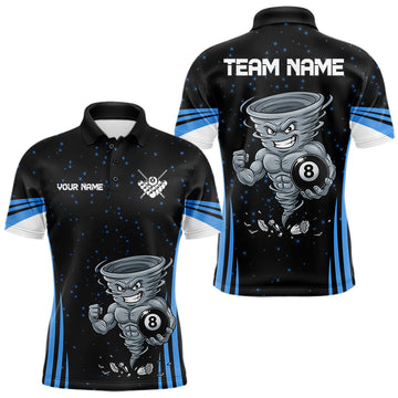 Maxcorners Custom Funny Muscle Tornado 8 Ball Billiard Shirts For Men, Blue Billiard Team Pool Jerseys