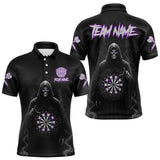 Maxcorners Custom Roses Dartboard Purple Grim Reaper Men Darts Polo Shirt Darts Jersey MT1511