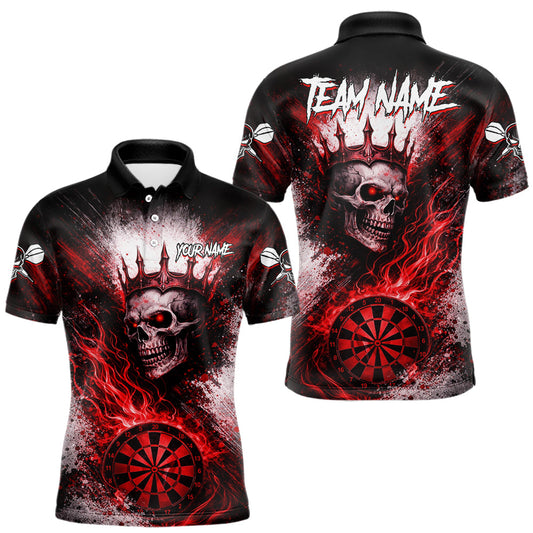 Maxcorners Red Crown Skull Fire Flame Dartboard Men Darts Polo Shirt Custom Grunge Dart Team Jerseys LM1104