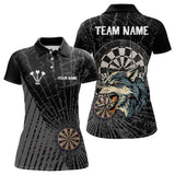 Maxcorners Personalized Wolf Black Darts Boards Polo & 1/4 Zip Shirt For Men, Dart Team Shirts LM233