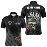 Maxcorners Personalized Wolf Black Darts Boards Polo & 1/4 Zip Shirt For Men, Dart Team Shirts LM233