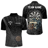 Maxcorners Personalized Wolf Black Darts Boards Polo & 1/4 Zip Shirt For Men, Dart Team Shirts LM233