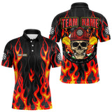 Maxcorners Personalized Skull Firefighter In Flame Custom Darts Shirt For Men, Dart Team Shirts LM233