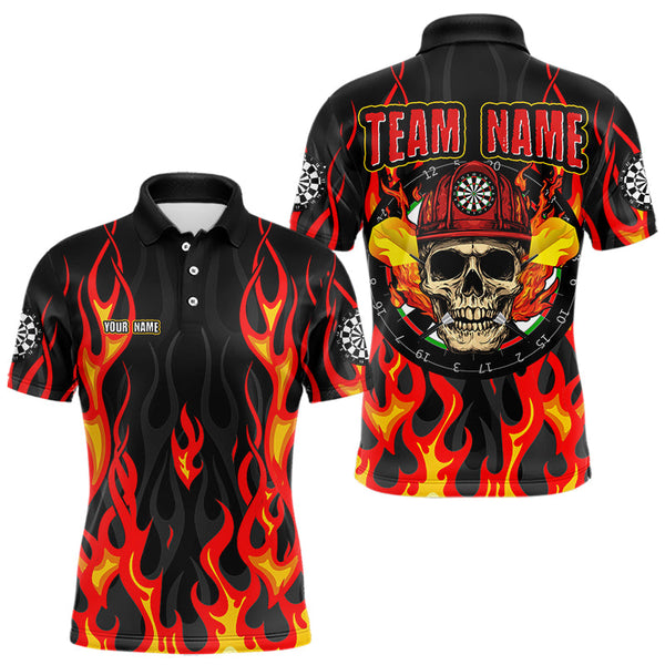 Maxcorners Personalized Skull Firefighter In Flame Custom Darts Shirt For Men, Dart Team Shirts LM233