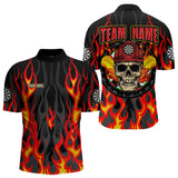 Maxcorners Personalized Skull Firefighter In Flame Custom Darts Shirt For Men, Dart Team Shirts LM233