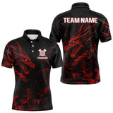 Maxcorners Men’s Custom Darts Shirt With Maroon Dragons And Black Geometric Pattern