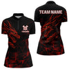 Maxcorners Men’s Custom Darts Shirt With Maroon Dragons And Black Geometric Pattern
