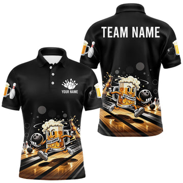 Maxcorners Personalized Beer Runner Funny Bowling Team Shirts For Men Bowling Polo & 1/4-Zip Jersey LM2602