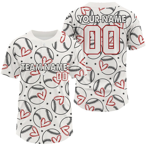 Maxcorners Custom Baseball Jersey For Men Personalized Heart & Baseball, Youth Baseball Jerseys LM2608