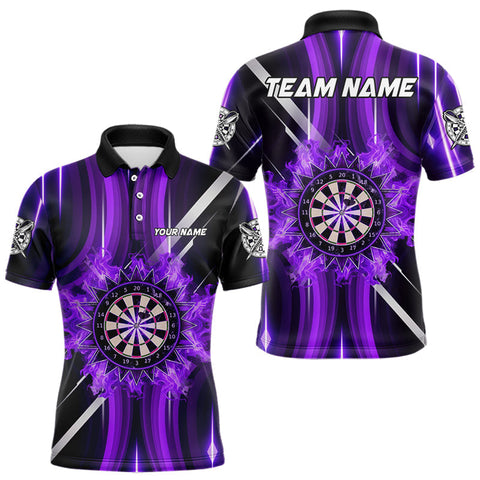 Maxcorners Custom Purple Flames Dartboard Flower Men Darts Polo Shirt Dart Team Jersey Gifts TU1911