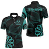 Maxcorners Turquoise Dartboard Waving Lines Darts Shirt For Men - Custom Name & Team Jersey LM3006