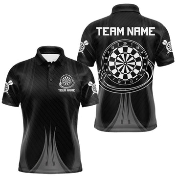 Maxcorners Black And White Dartboard Mens Darts Polo Quarter-Zip Shirt Custom Outfit Dart Team Jerseys