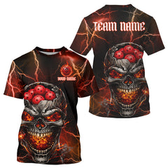 Maxcorners Custom Lightning Thunder Skull Red Muti-Ball Pickleball Jerseys Men Pickleball League Shirts LM1501