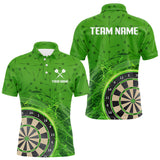 Maxcorners Green Dartboard Lightning Circle Men's Darts Shirt - Custom Name & Team Jersey LM3006