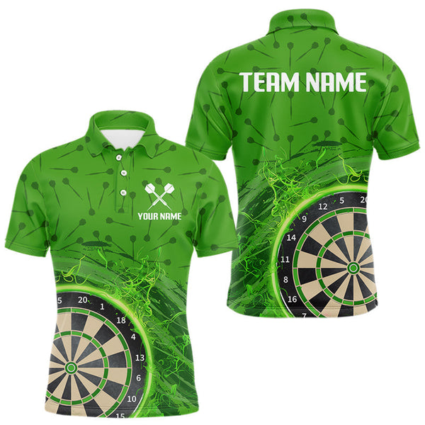 Maxcorners Green Dartboard Lightning Circle Men's Darts Shirt - Custom Name & Team Jersey LM3006