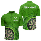 Maxcorners Green Dartboard Lightning Circle Men's Darts Shirt - Custom Name & Team Jersey LM3006