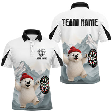 Maxcorners Men’s Funny Darts Shirt With Polar Bear Custom Name Iceberg Darts Polo & Quarter-Zip Jersey