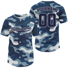 Maxcorners Custom Camouflage Baseball Jersey For Men Personalized Navy Camo Youth Baseball Jerseys LM2608