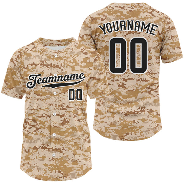 Maxcorners Personalized Brown-White Baseball Jerseys Custom Camouflage Baseball Jersey For Men LM2608