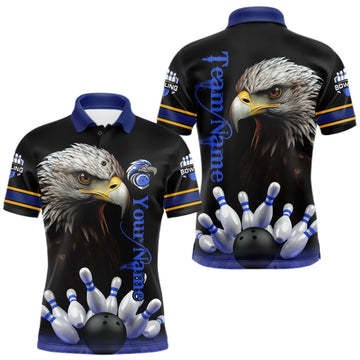 Maxcorners Eagle Bowling Polo Quarter-Zip Shirts For Men Custom Bowling League Shirt Bowling Team Jerseys LM0409