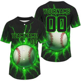 Maxcorners Custom Black And Lightning Green Baseball Ball Shirt For Men Baseball Tournament Jerseys LM2509