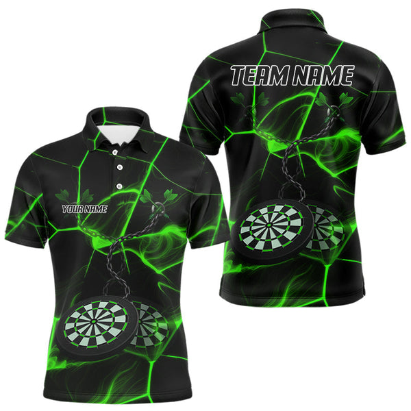 Maxcorners Flame Dartboard & Chains Darts Shirt For Men - Custom Name & Team Jersey | Opt3 - Green LM3006