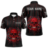Maxcorners Custom Red Dripping Horror Skull Dartboard Dart Men Polo Jerseys Dart Team Shirts MT2510