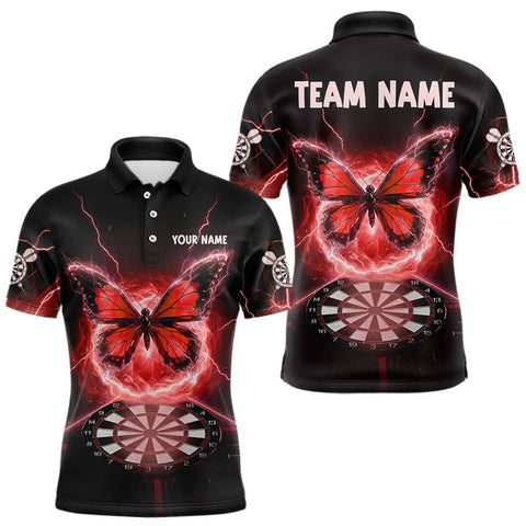 Maxcorners Lightning Butterfly Dartboard Custom Red Mens Polo Dart Shirt Funny Dart Jerseys MT2510