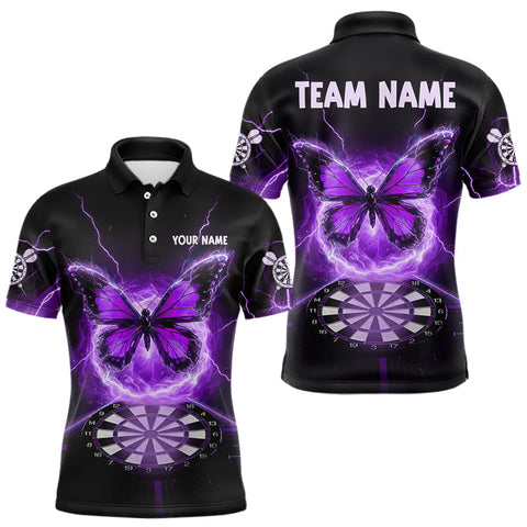 Maxcorners Lightning Butterfly Dartboard Custom Purple Mens Polo Dart Shirt Funny Dart Jerseys MT2510
