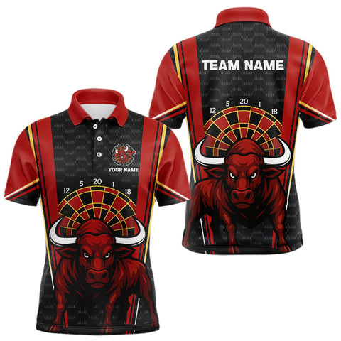 Maxcorners Red Powerful Bull Darts Dartboard Shirt For Men - Custom Team & Player Name