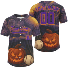 Maxcorners Pumpkin Ball Halloween Baseball Jersey For Men – Custom Name & Number Team Jersey LM2608