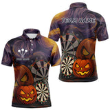 Maxcorners Pumpkin Dartboard 3D Custom Halloween Funny Darts Polo Jerseys For Men, Darts Shirt LM2707