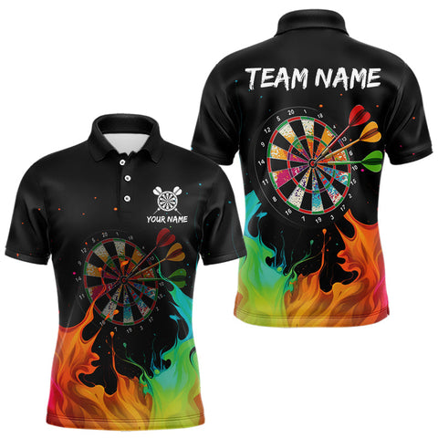 Maxcorners Custom Splatter Dartboard 3D Funny Dart Polo Shirt For Men Colorful Dart Team Jerseys LM2509