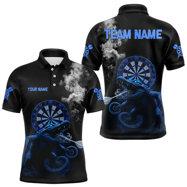 Maxcorners Black And Blue Crocodile Grey Smoke Custom Dart Men Polo Shirt Funny Dart Jerseys TU2810
