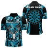 Maxcorners Turquoise Camo With Deer Head Skull Dart Shirts For Men, Custom Dart Jerseys LM263