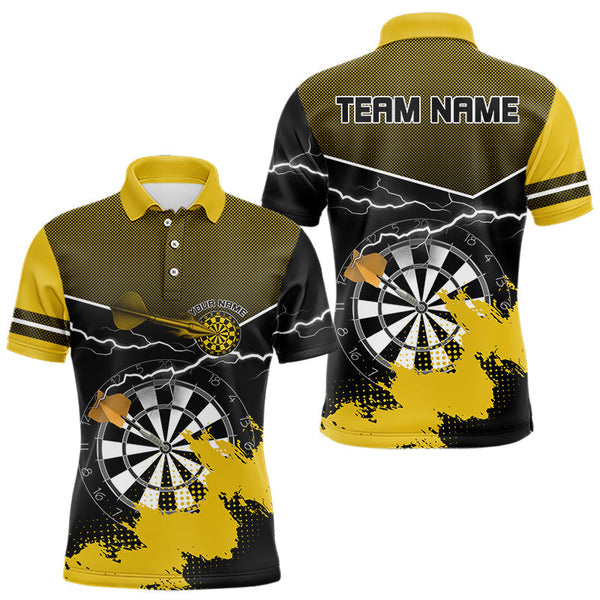Maxcorners Yellow And Black Dartboard Lightning Darts Shirt For Men - Custom Team Name