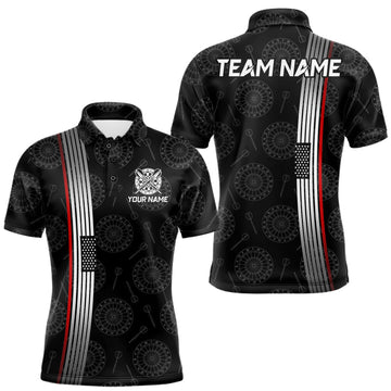 Maxcorners Custom Mens Dartboard Polo & 1/4-Zip Shirt American Flag Thin Red Line Patriotic Darts JerseyMaxcorners Custom Mens Dartboard Polo & 1/4-Zip Shirt American Flag Thin Red Line Patriotic Darts Jersey LM0510