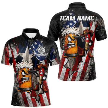 Maxcorners Angry Beer & Cowboy Dart Arrow Funny Dart Shirt For Men Custom Texas-US Flag Dart Team Uniforms LM0409