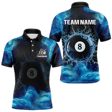 Maxcorners Personalized Ball 8 Billiard Polo & Quarter-Zip Shirt For Men 8 Ball Billiard Team Jersey LM0101