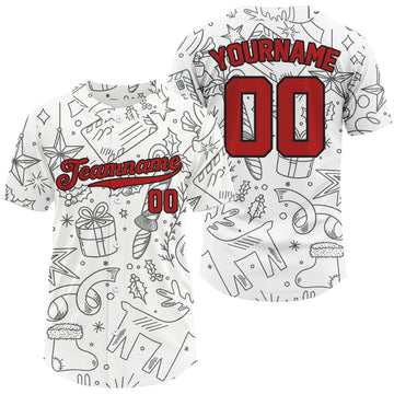 Maxcorners Personalized White Christmas Baseball Jersey For Men Funny Xmas Youth Baseball Jersey LM0409