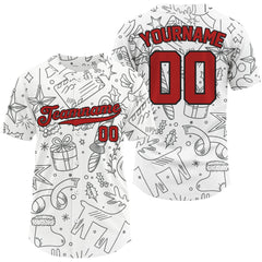 Maxcorners Personalized White Christmas Baseball Jersey For Men Funny Xmas Youth Baseball Jersey LM0409