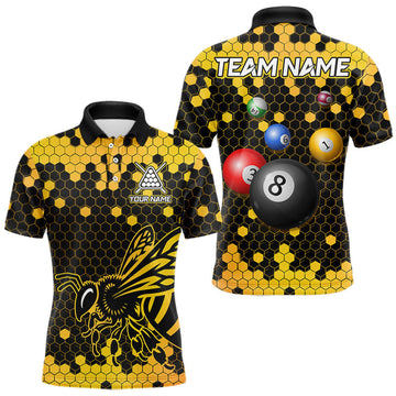 Maxcorners Hexagon Bee 8 Ball Pool Billiard Polo & Quarter-Zip Jerseys For Men Custom Billiard Team Appeal LM0503