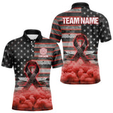 Maxcorners Red Cloud Ribbon US Flag Dart Arrow Custom Breast Cancer Awareness Darts Men Polo Shirt MT0111