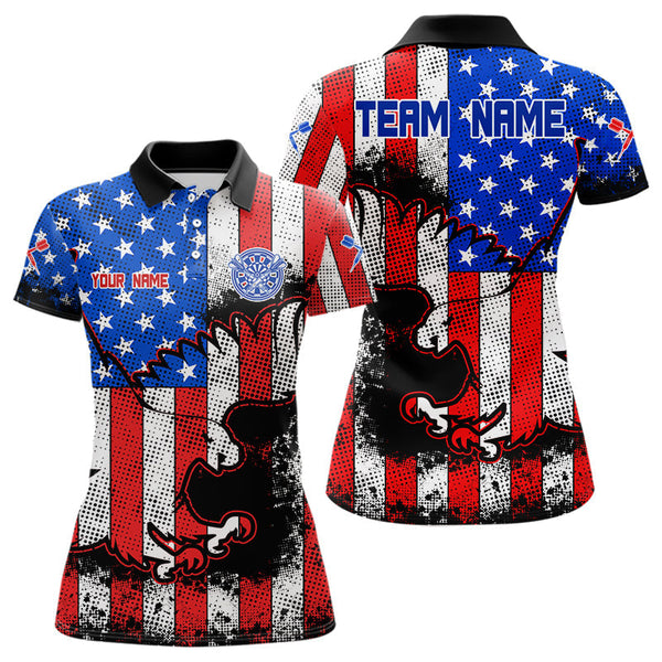 Maxcorners Darts Grunge Eagle US Flag Pattern Custom Dart Shirt For Men, Dart Team Jerseys