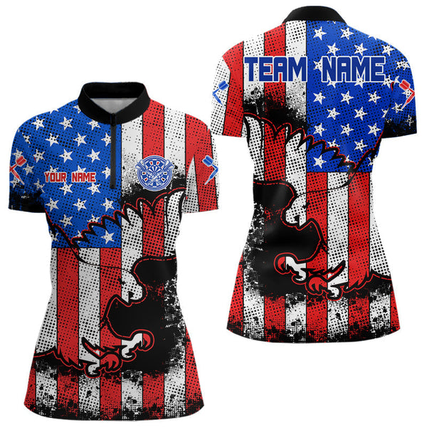 Maxcorners Darts Grunge Eagle US Flag Pattern Custom Dart Shirt For Men, Dart Team Jerseys